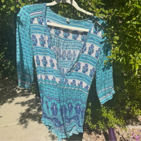 Spell and the Gypsy Sunset Road Romper Turquoise Playsuit - Picture 4 of 7
